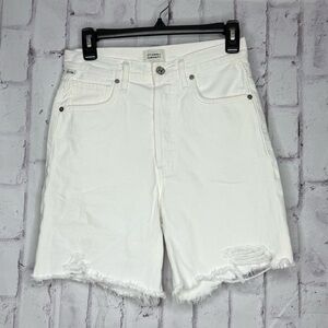 Citizens of Humanity Camilla Frayed Hem Shorts Sz 24 White Button Fly Distressed